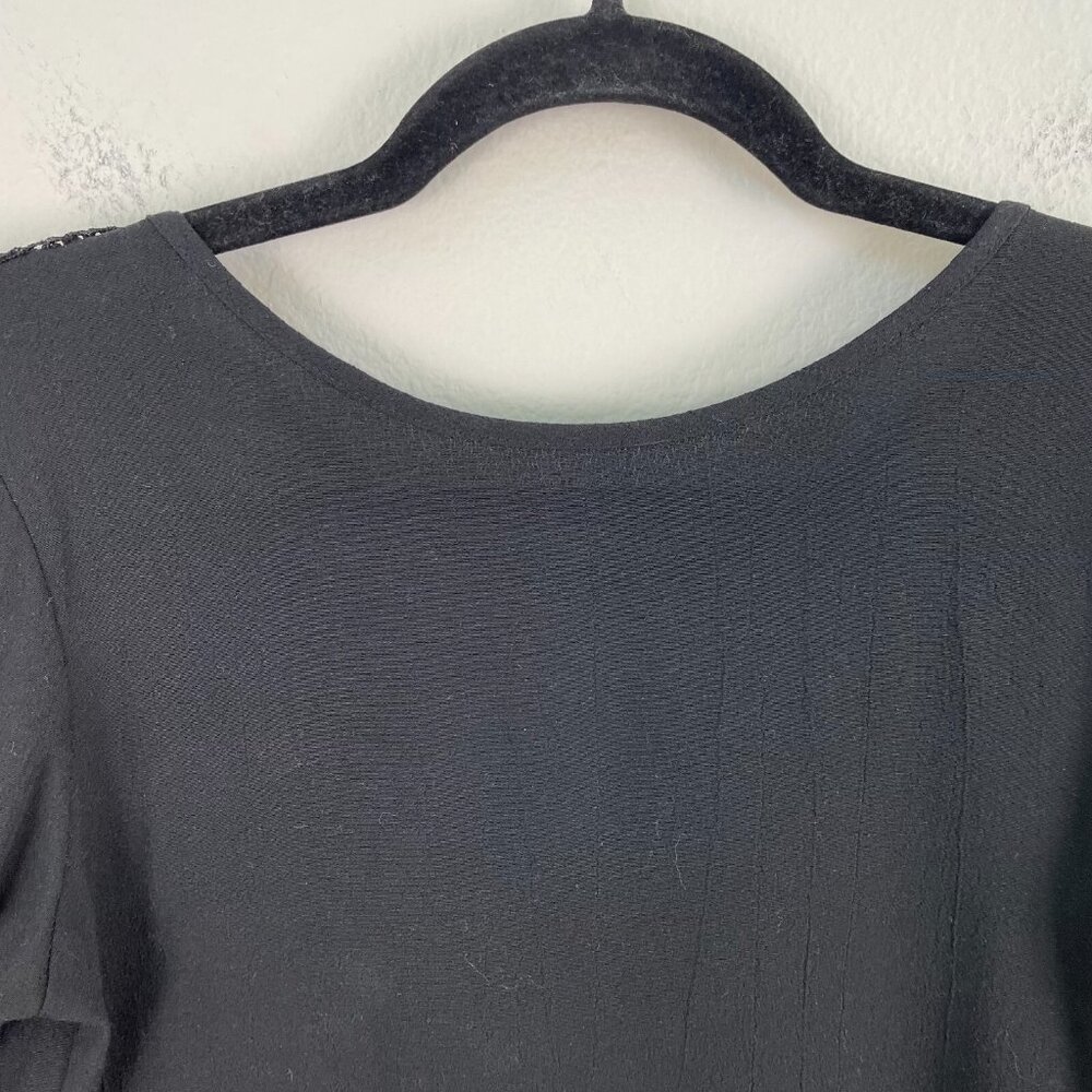 FOR LOVE & LEMONS Womens XS Black Crochet Bell Sleeve Tunic Top Witchy Vamp Goth - Picture 4 of 11